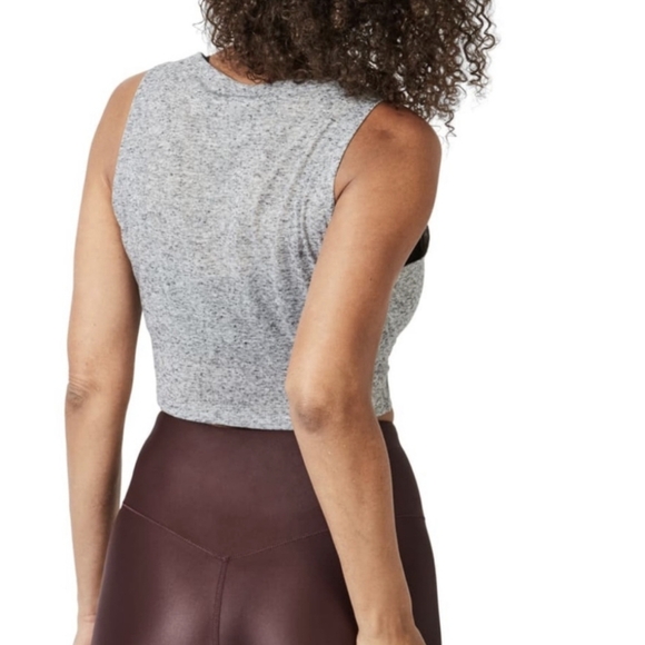 Sweaty Betty Arc Twist Front Crop Tank Linen Blend Grey Women's Large - Picture 2 of 8